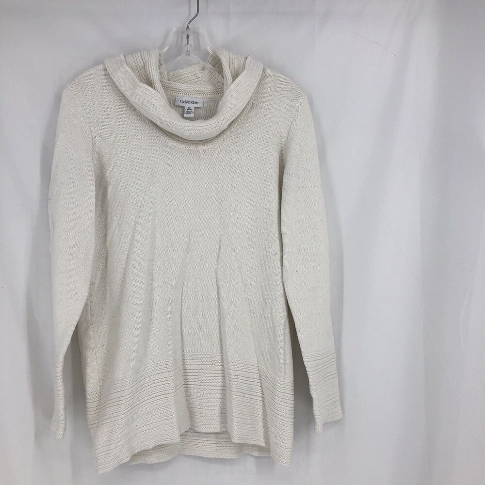 Calvin Klein Cream Knit Cowl Neck Sweater Women Medium